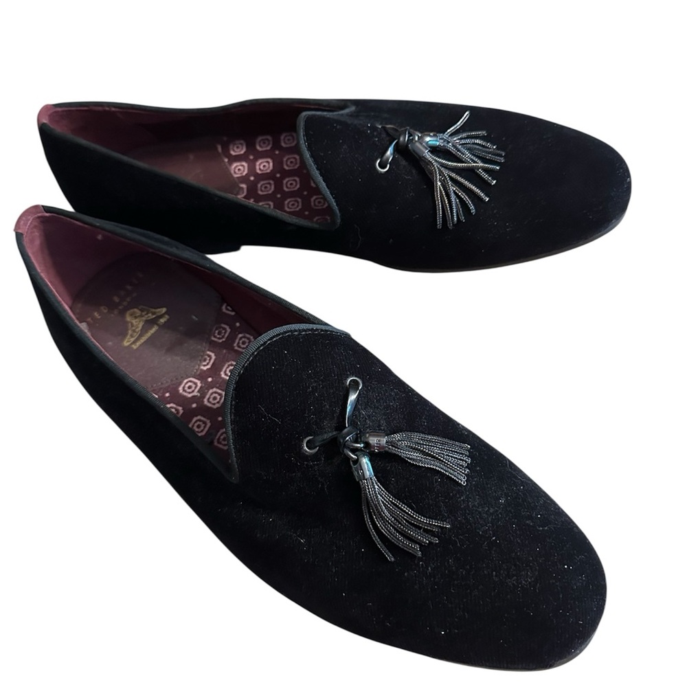 Ted Baker London Black Velvet Tassel Loafers